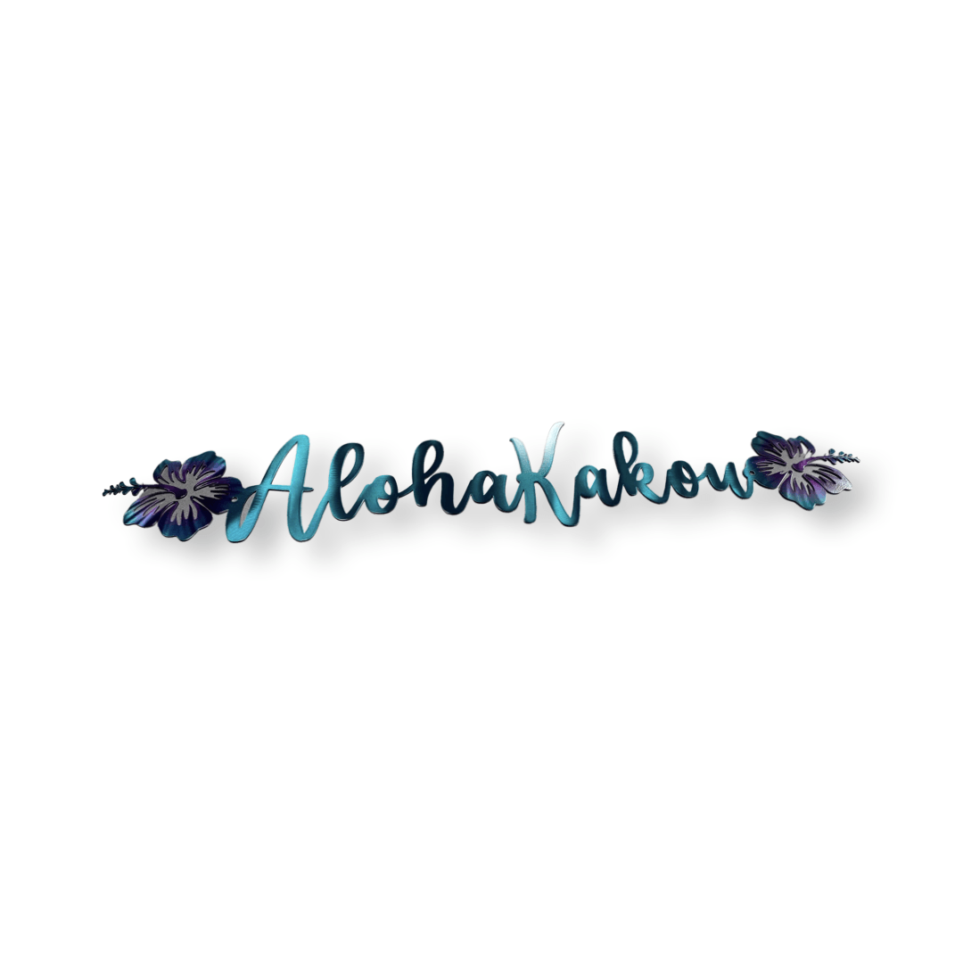 Hawaiian "Aloha Kakou" Metal Sign – Coastal Welcome Decor - RMMDecor
