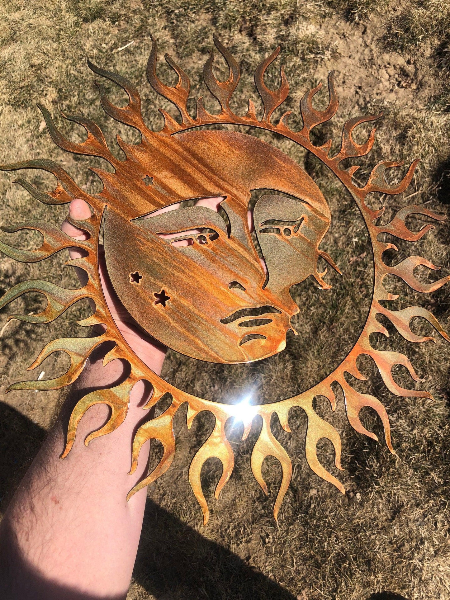 Sun & Moon Rustic Metal Wall Art – Celestial Indoor & Outdoor Decor - RMMDecor