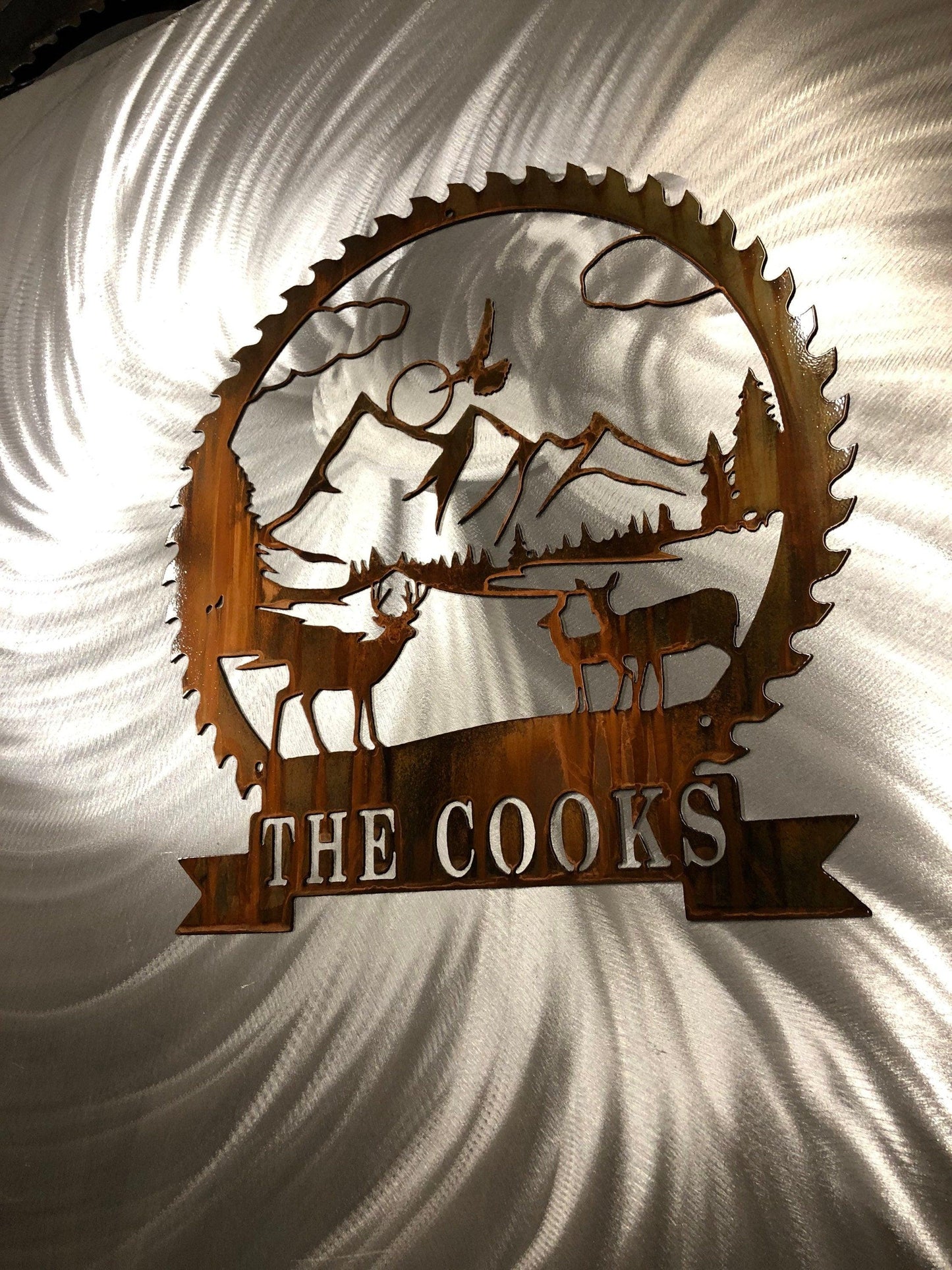 Customizable Deer Scene Metal Wall Art – Rustic Cabin & Lodge Decor - RMMDecor