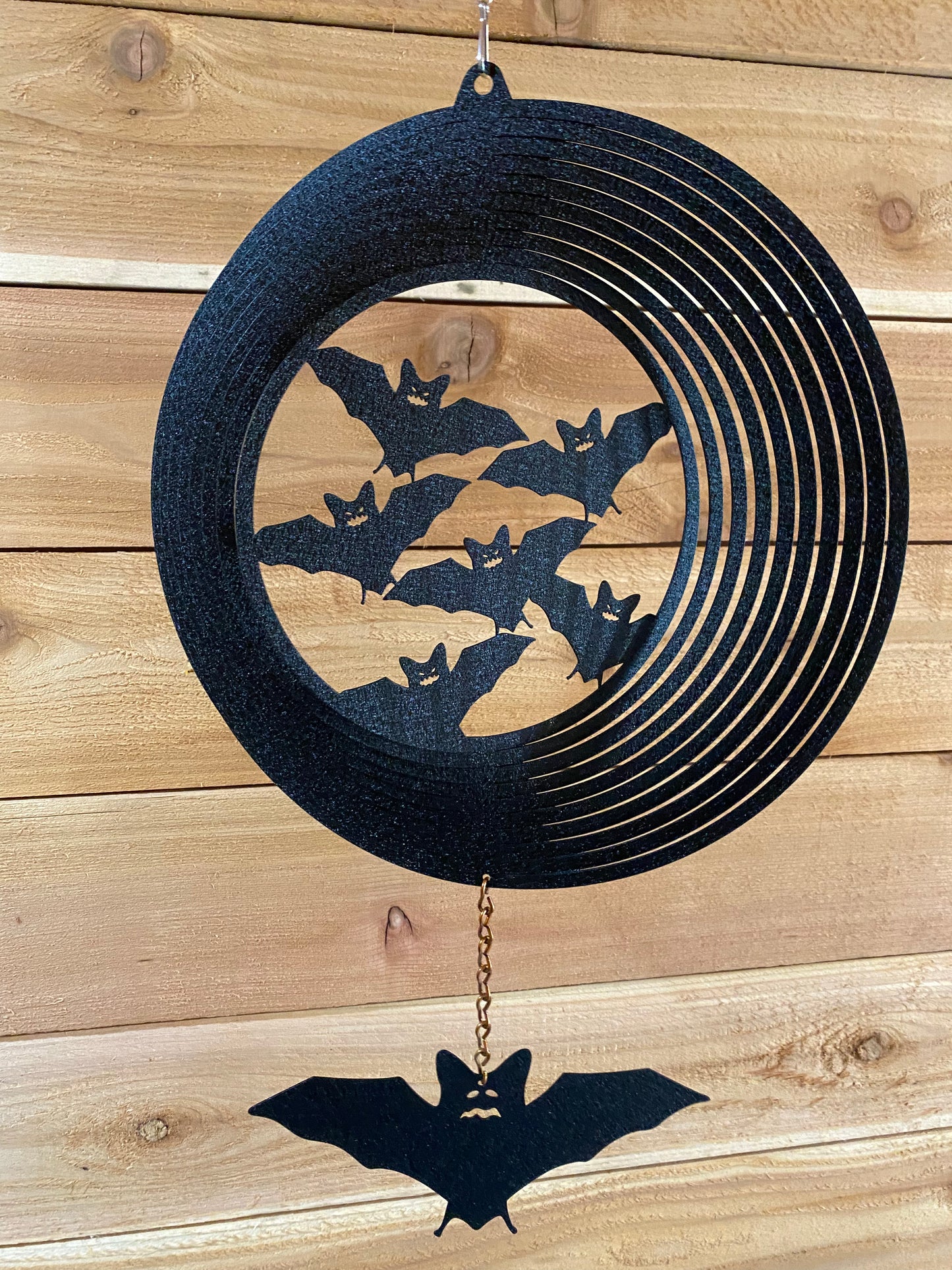 Spooky Black Bat Metal Wind Spinner | Halloween Garden Decor - RMMDecor