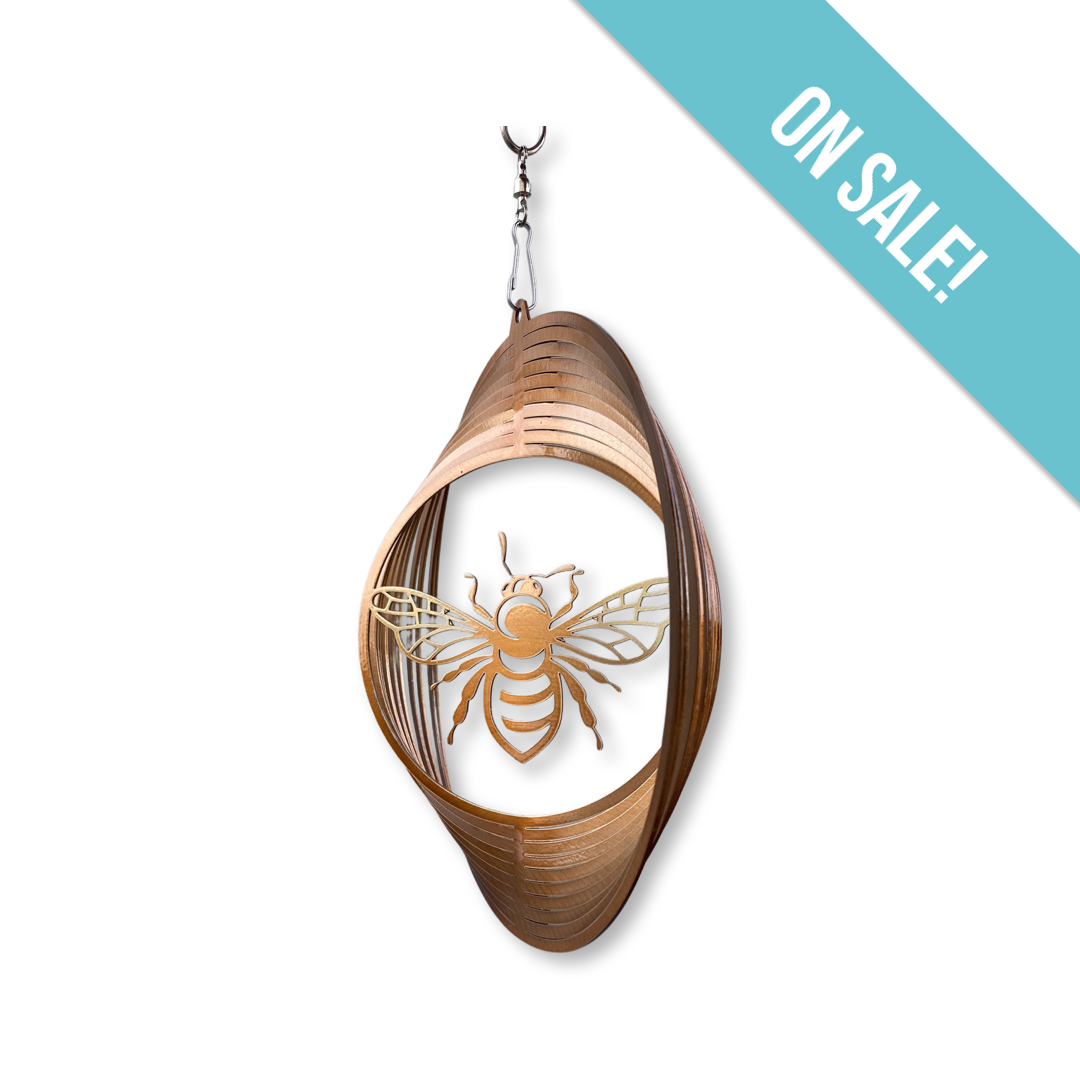Honey bee metal art wind spinner, honey bee decor, gift for gardener, –  Rocky Mountain Metal Decor