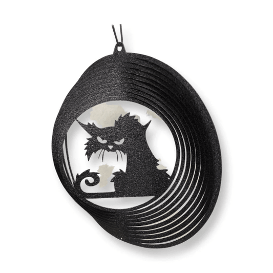 Angry Kitty Wind Spinner – Playful & Unique Metal Garden Decor - RMMDecor