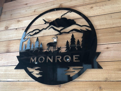 Personalized Buck & Doe Monogram – Custom Family Name Metal Wall Art - RMMDecor