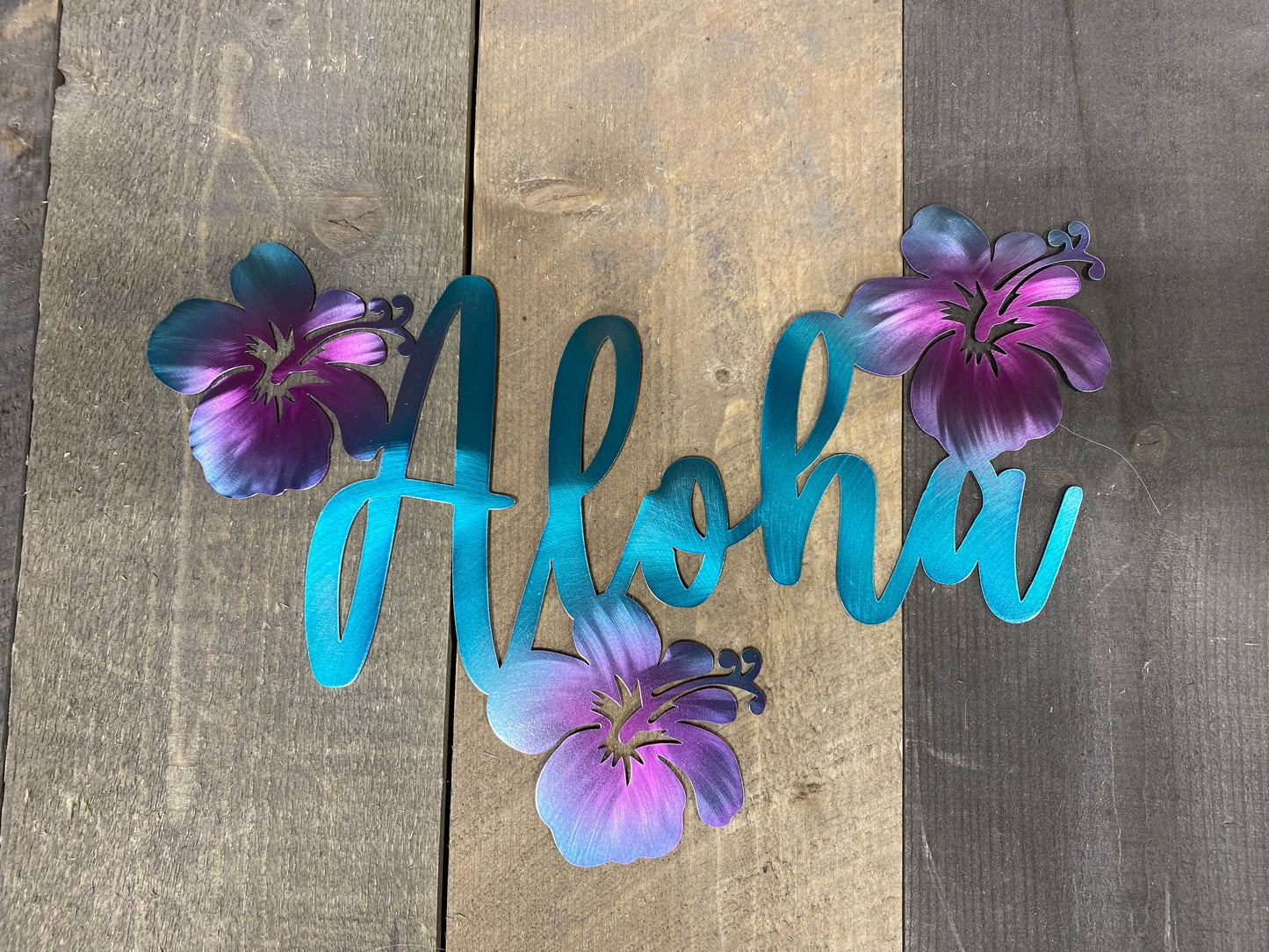 Aloha Hibiscus wall accent, beach decor, beach house decor, bathroom decor