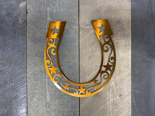 Horseshoe metal art, western metal art, rustic metal decor, metal wall hanging