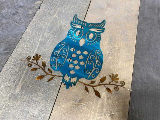 Cute owl decor, owl themed decor, child’s room decor, rustic metal wall hanging, owl wall accent
