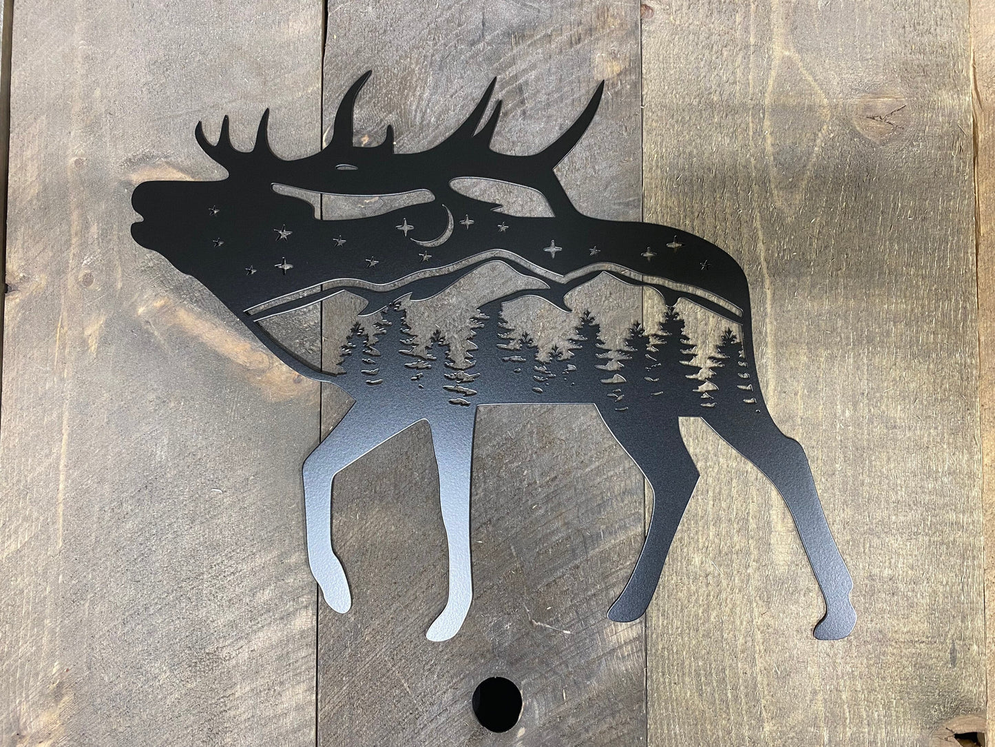 Elk metal art wall hanging, elk hunter gift, the great outdoors, elk metal wall accent, bull elk, cabin decor, rustic wall hanging