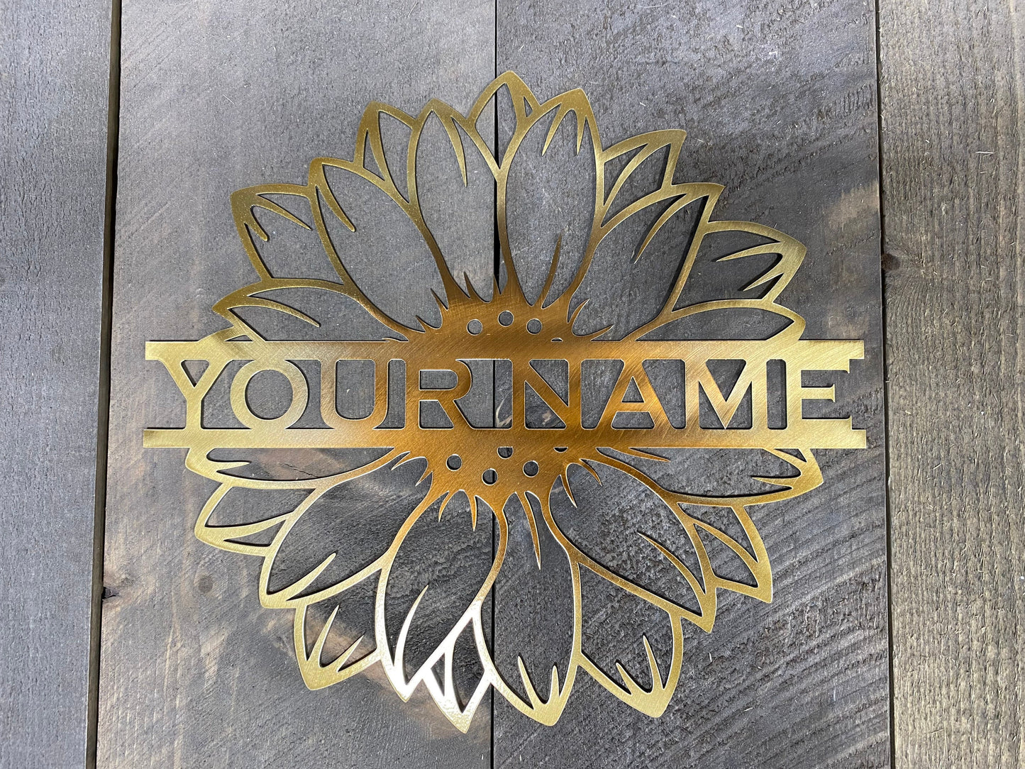 Personalized Sunflower wall art, sunflower monogram decor, she shed decor, sunflower accent, sunflower family name sign