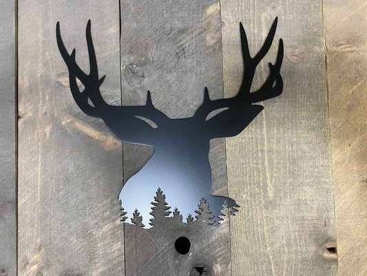 Deer metal art wall hanging, deer hunter gift, the great outdoors, deer metal wall accent, buck deer, cabin decor, rustic wall hanging