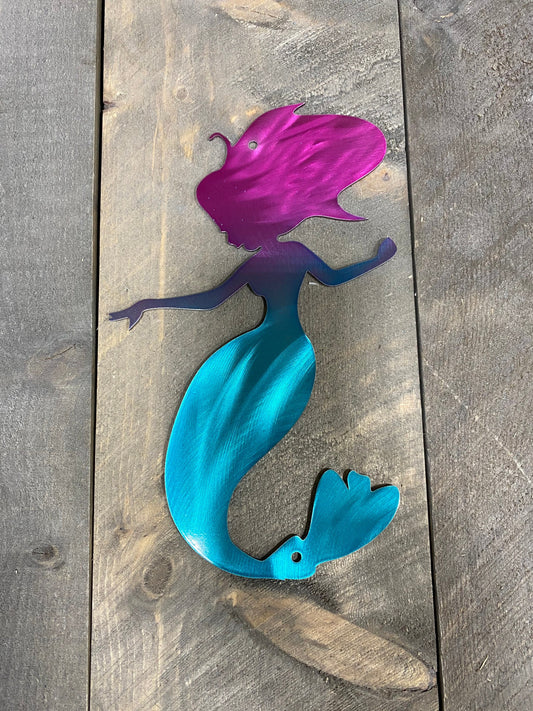 Mermaid metal decor, beach house decor, coastal themed decor, finding Nemo decor, children’s room decor