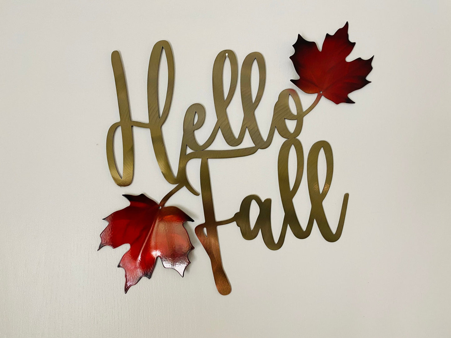 Autumn decor, fall decor, hello fall decor, rustic metal wall hanging, autumn vibes decor, maple leaf decor, changing leaves decor