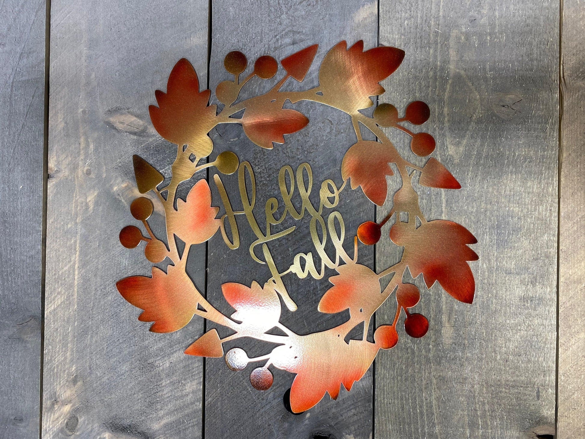 Hello Fall Metal Wall Art – Rustic Autumn Home & Porch Decor - RMMDecor