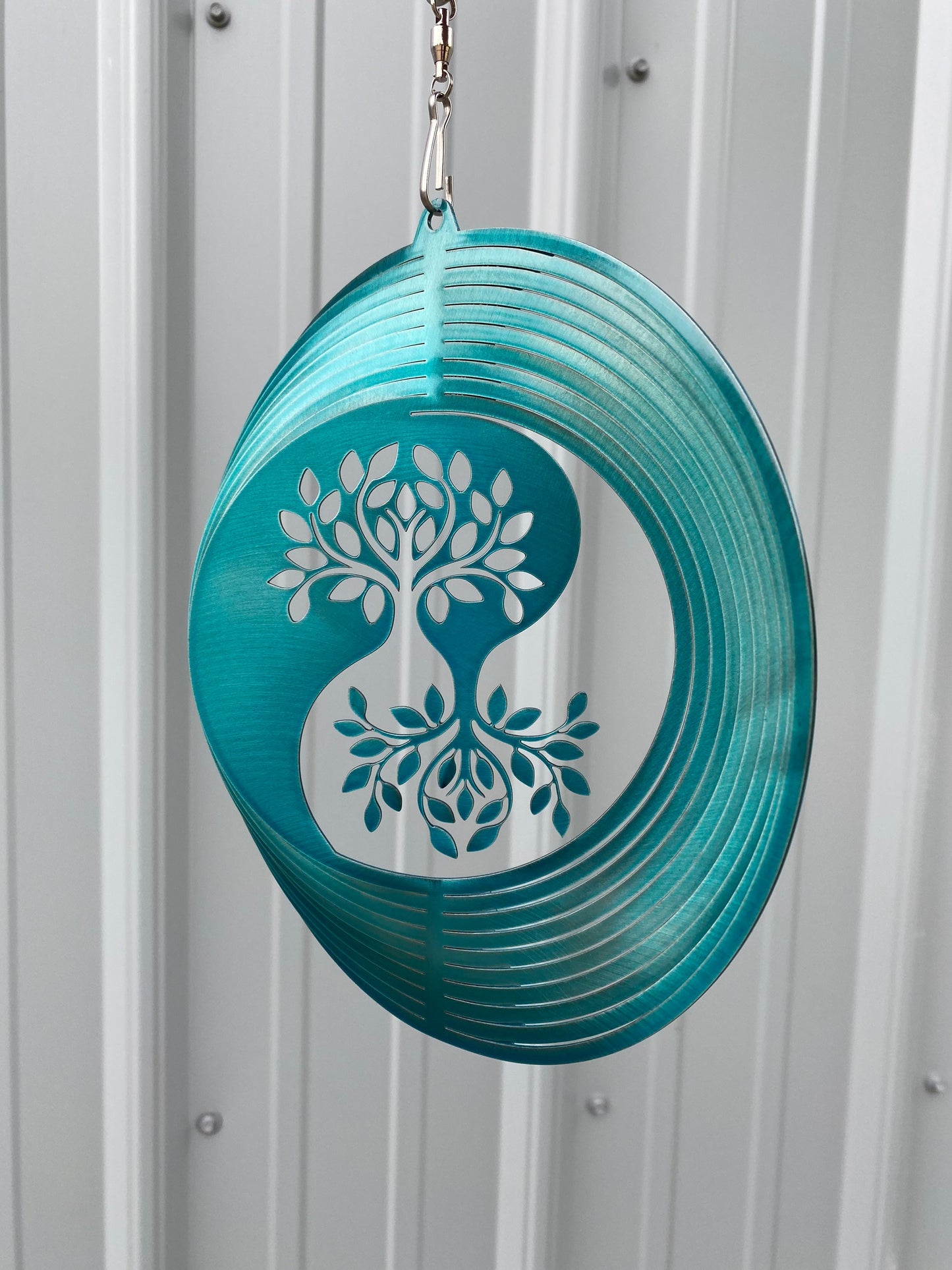 Yin yang tree metal art wind spinner, meditation gift, gift for gardener, garden decorations, patio decorations