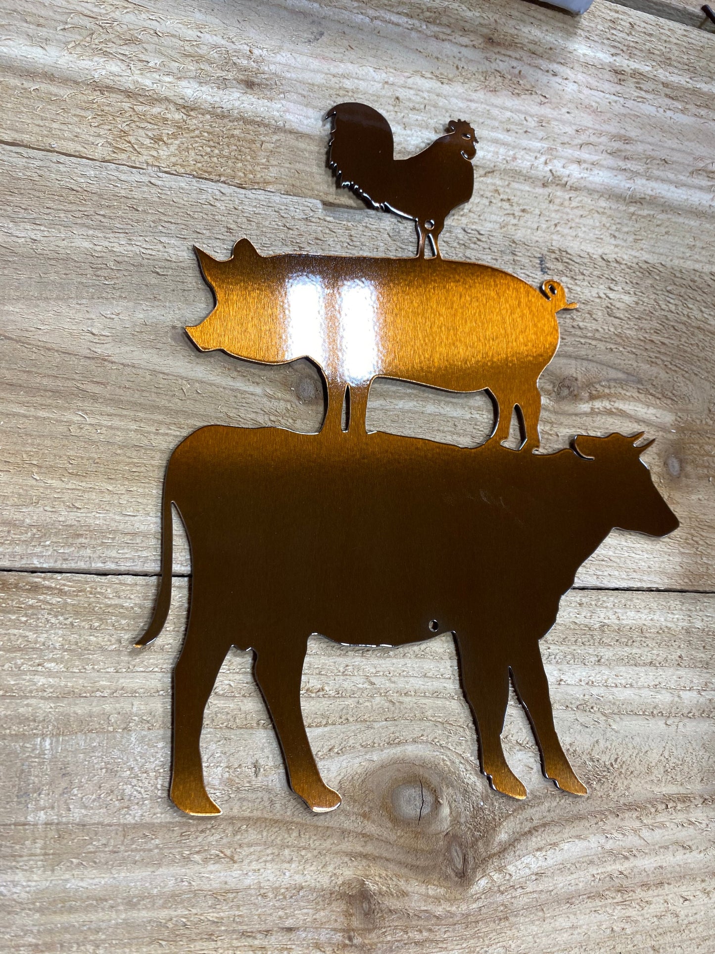 Chicken Pig & Cow metal wall hanging, rustic farmhouse decor, metal chicken, metal pig, metal cow, metal home decor, rustic home decor