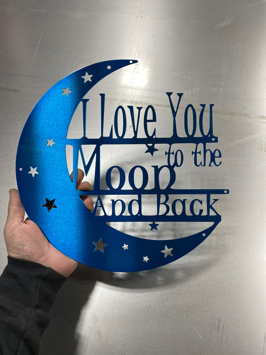 Moon and stars, I love you to the moon and back, girls room decor, gift for girlfriend, anniversary gift, lunar eclipse, moon phases, love