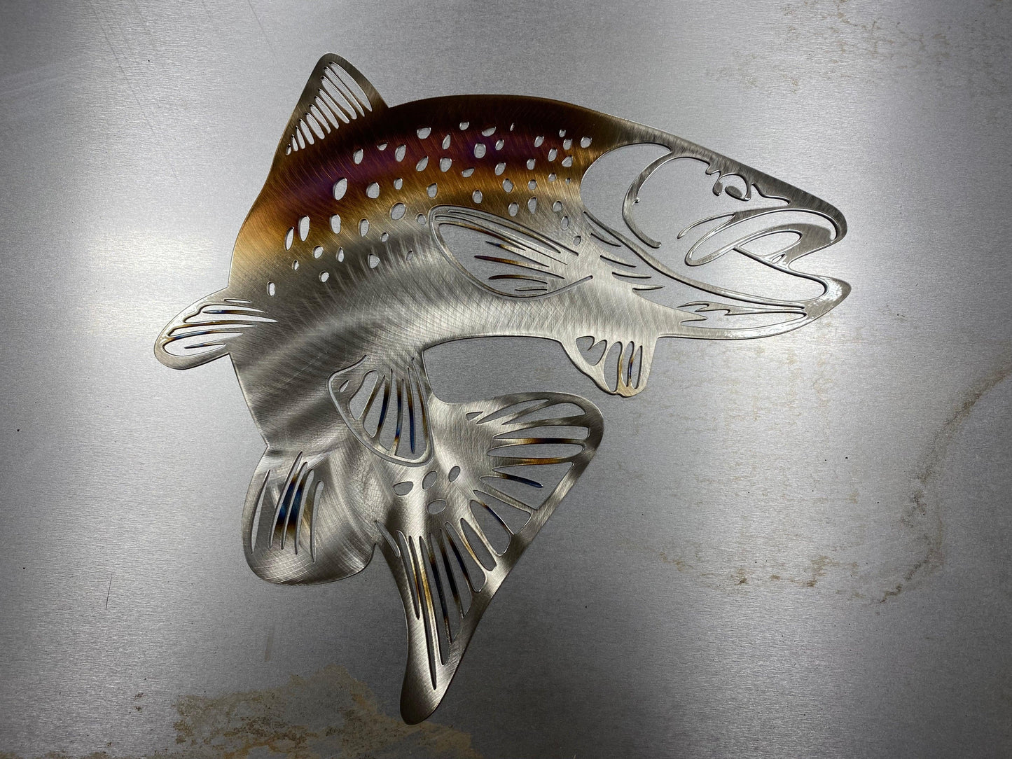 Trout metal art