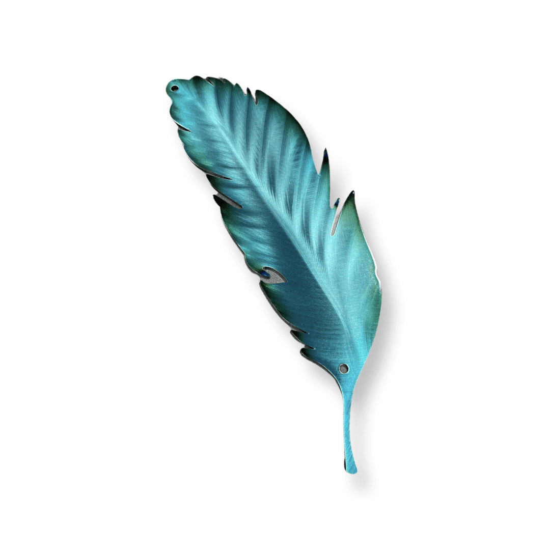 Metal feather wall hanging